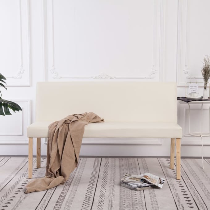 vidaXL - Bankje - 139,5 - cm - kunstleer - crème