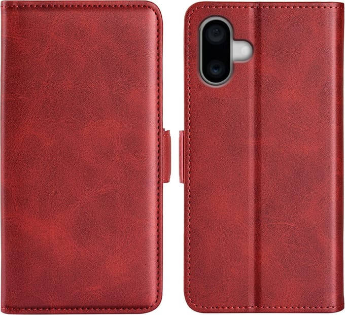 MobyDefend Hoesje - Geschikt voor iPhone 16 - Luxe Wallet Book Case (Sluiting Zijkant) - Rood