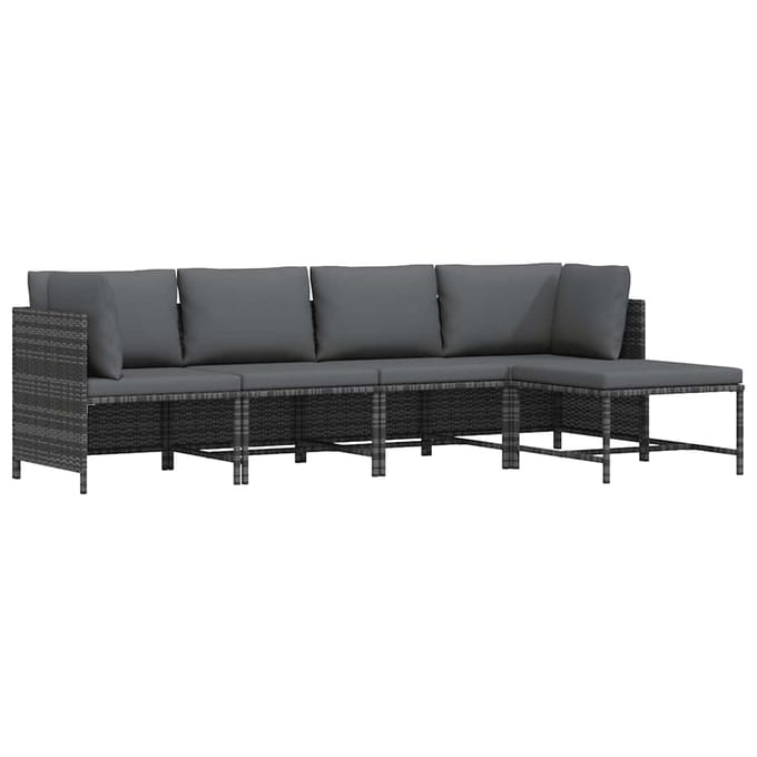 vidaXL - 4-delige - Loungeset - met - kussens - poly - rattan - grijs