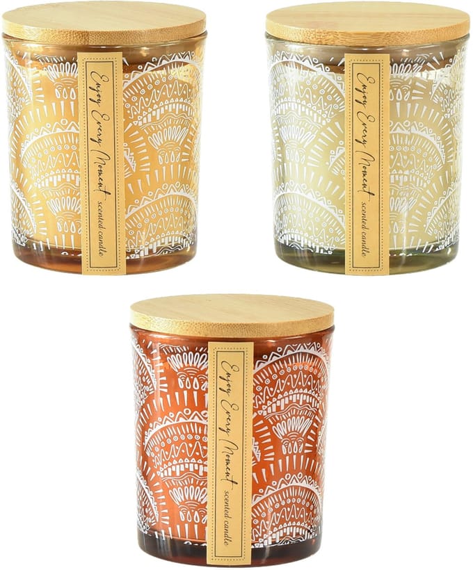 Candle sandalwood scent wax with glass 24 18 7x7x8.5cm C/3