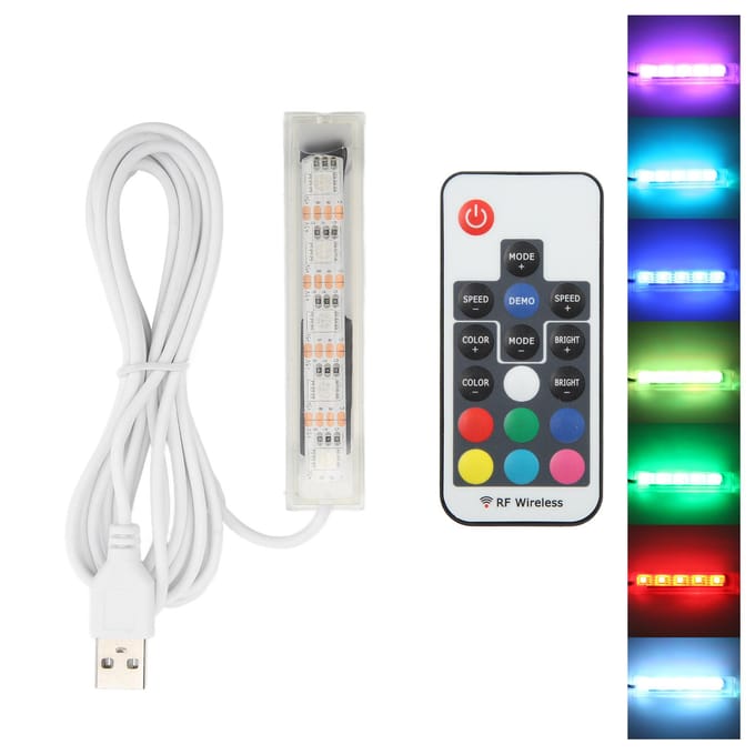 Micro Aquarium Lamp USB-voeding Afstandsbediening Kleurrijke Vissenkom LED Lamp voor Landschap Witte Draad white