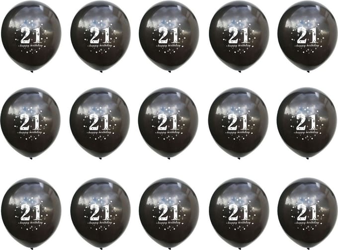 Verjaardag feest ballonnen 21 jaar 15 stuks.