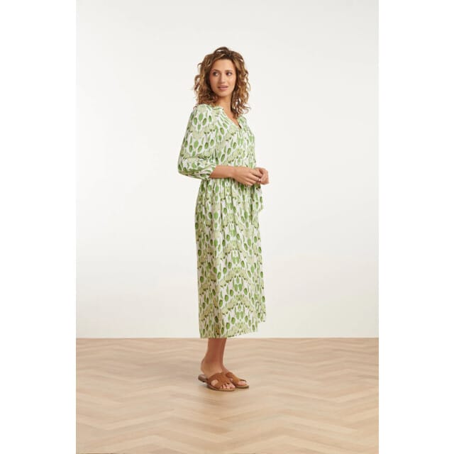 Smashed Lemon 25032 v-hals midi jurk met slangenprint |