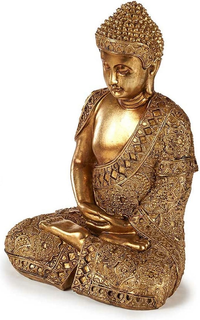 Arte Boeddha beeld - polyresin - goud - zittend - H33 cm - voor binnen