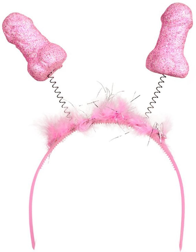 Diadeem met piemeltjes glitter pink