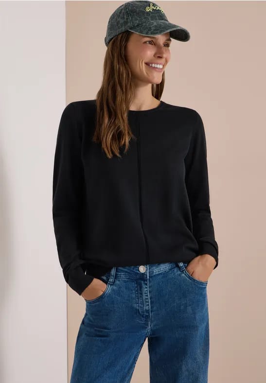 Basic trui met ronde hals in een effen kleur
