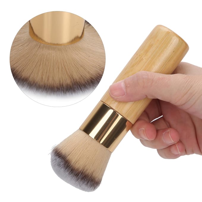 Bamboe Make-up Kwast Losse Poeder Kwast Basis Make-up Blush Kwast Cosmetisch Aanbrenghulpmiddel beige