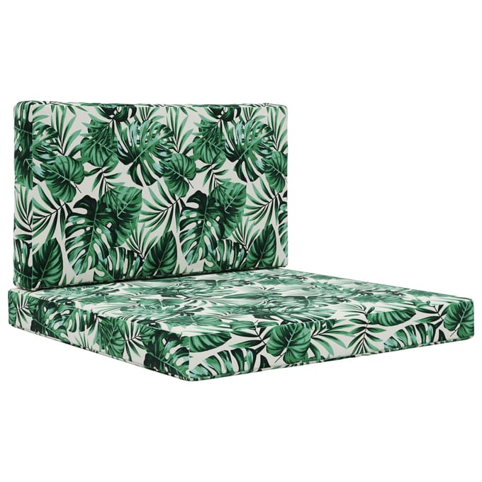 vidaXL - Buitenbankkussen - Polyester - Bladpatroon - 80 - x - 80 - cm - Bladpatroon