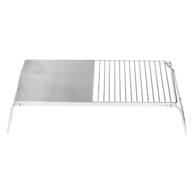 Grillstandaard Multifunctionele opvouwbare roestvrijstalen buitenkeukenstandaard voor BBQ-grillen, kamperen, reizen white