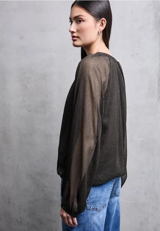 Chiffon leo blouse met rits