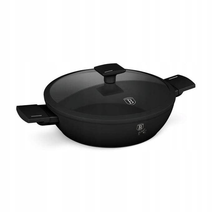 Lage pan met deksel, 28 cm, 3.8L, mat zwart