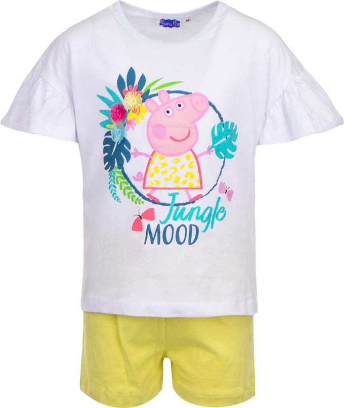 Peppa Pig Pyjama / Shortama - Meisjes - Wit/Geel - Katoen - Maat 98 (3 Jaar)