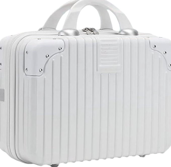 Make-up Travel Case Hard Shell Vanity Cases Draagbare Waterdichte ABS Cosmetische Case - Elastische Band - Ritssluiting - Handbagage - Vrouwen Meisje - Wit