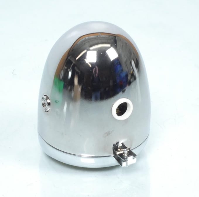 Koplamp rond chroom Ø130mm geel glas tellergat Ø60 voor motor