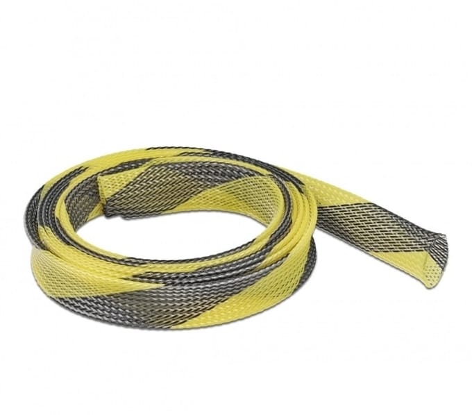 Polyester kabelsleeve | rekbaar | 25mm | zwart/geel | 2 meter