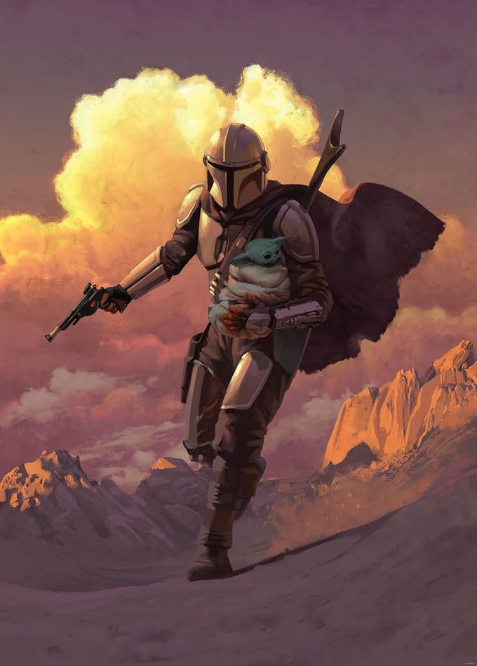 Fotobehang - Mandalorian Escape 200x280cm - Vliesbehang