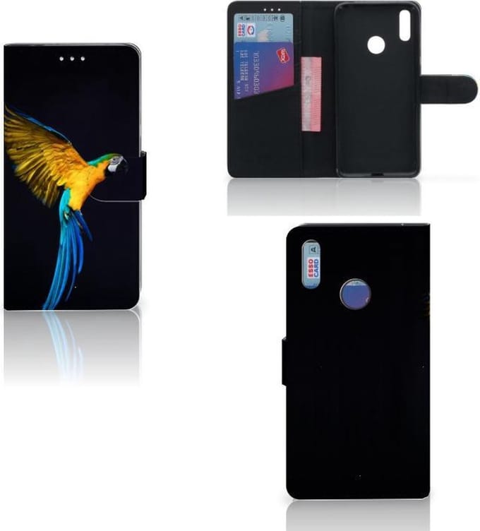 Huawei Y7 (2019) Telefoonhoesje met Pasjes Papegaai