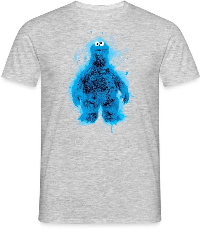 Sesamstraat Koekiemonster Paint Spetters T-Shirt Heren