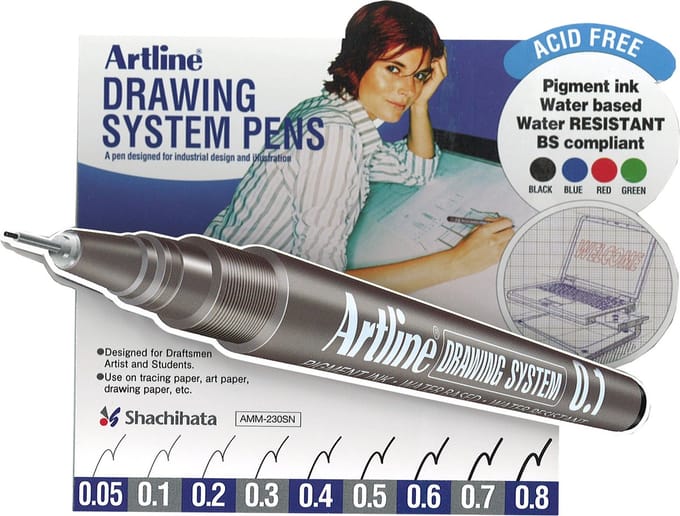 ARTLINE Drawing System Fineliner - Doos van 12 stuks - 0.3mm Lijndikte - Zwart