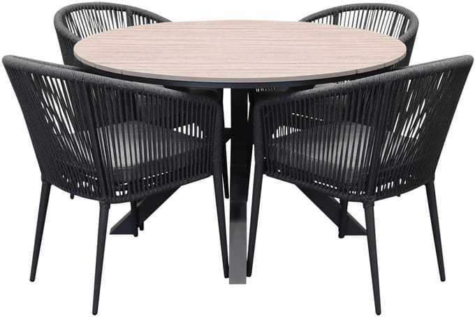 Quincy Lissabon dining tuinset 120xH75 cm rond 5 delig polywood