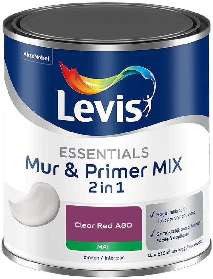 Levis - Essentials Mur & Primer Mix - Clear Red A80 - Mengverf - 1 L
