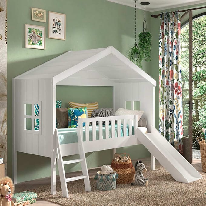 Dream Tree Huisbed 90 x 200 cm met Glijbaan Helia Wit