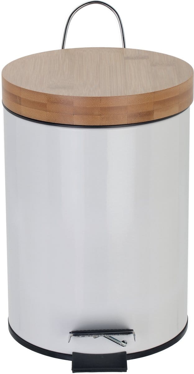 MSV Pedaalemmer 3L - AZA - Prullenbak Badkamer - Hout - Wit