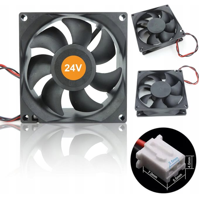 Rosfix Ventilator 80x80x25 2PIN 24V - Stil Koelventilator - 2000 rpm, 35 CFM, 25 dBA