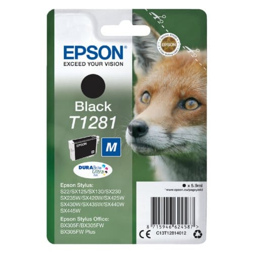 Epson Fox enkelverpakking zwarte T1281 DURABrite Ultra inkt