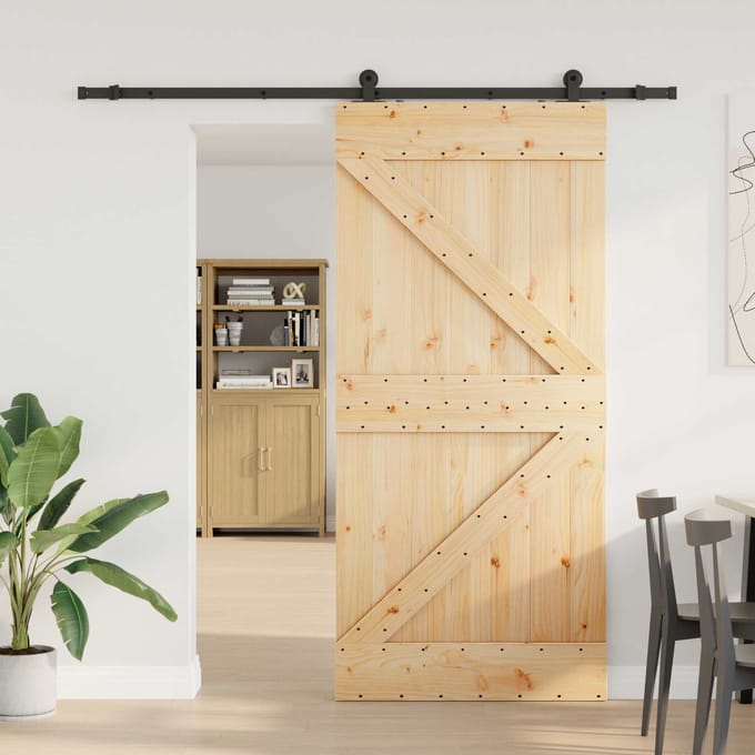 vidaXL - Schuifdeur - NARVIK - Naturel - en - Zwart - 90 - x - 210 - cm - (213,5 - cm)