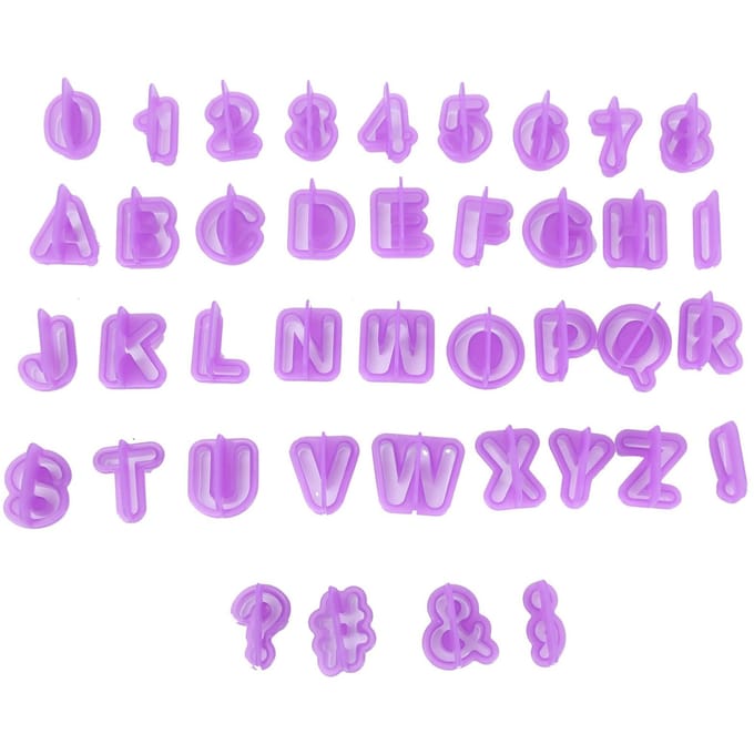 40 Pièces Moule à Biscuits DIY Alphabet Numéro Coupe-Biscuits Chocolat Moule Accessoire de Pâtisserie purple