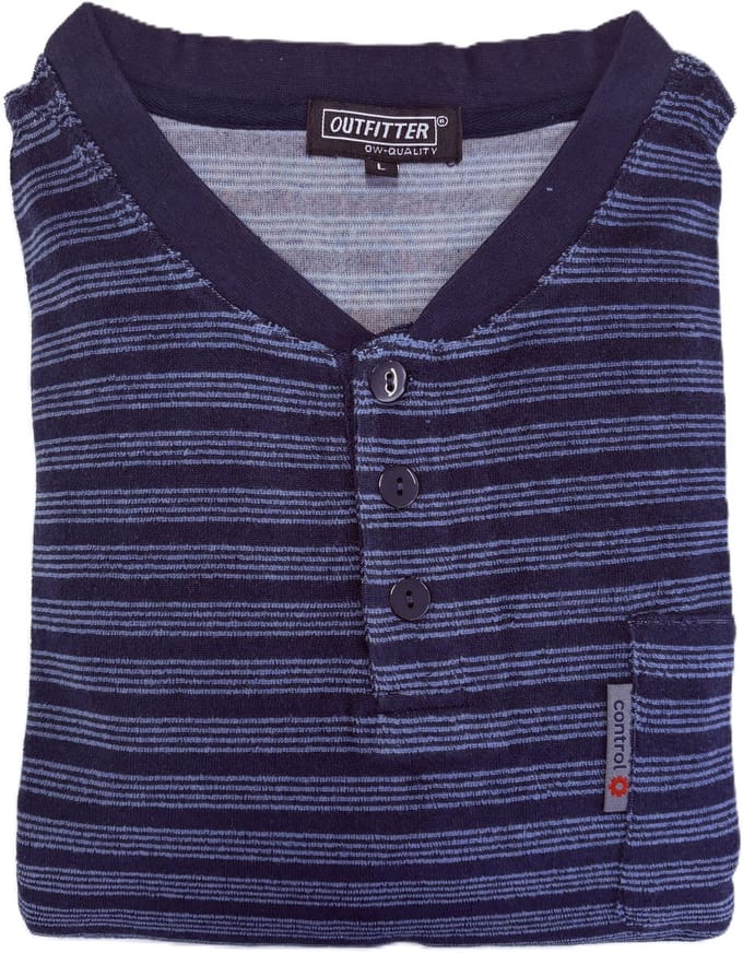 Outfitter - Badstof Heren Pyjama - Blauw - Maat M