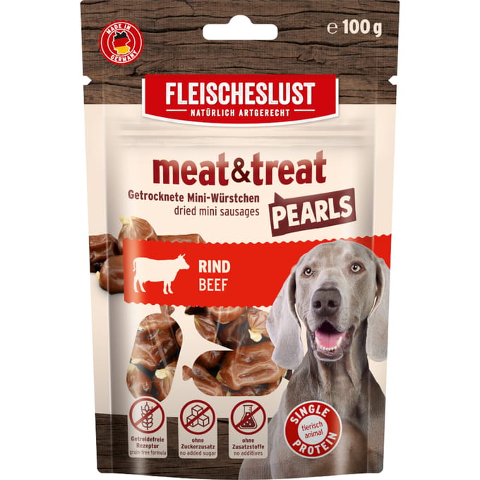 100g Fleischeslust Meat & Treat Pearls Rund hondensnacks