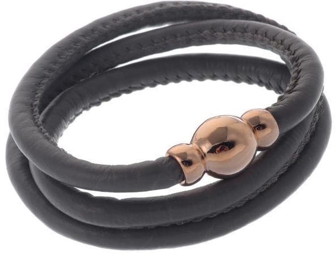 Behave - Wikkelarmband grijs - Roségoudkleur sluiting - Modern stijl
