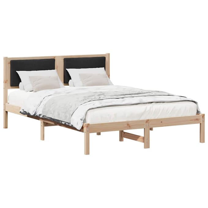 vidaXL - Bedframe - met - hoofdeinde - Zwart - 150 - x - 200 - cm - Massief - grenenhout