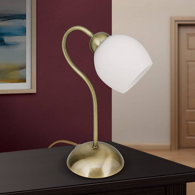 ORION Doma tafellamp, antiek messing, hoogte 30 cm, glas