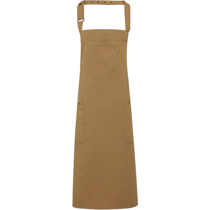 Premier Chino - Cotton bib apron PR132 - Khaki Beige - One size