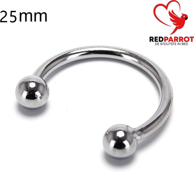Eikelring RVS - 25MM – Met Kogeluiteinden – Intiem Accessoire – Staal