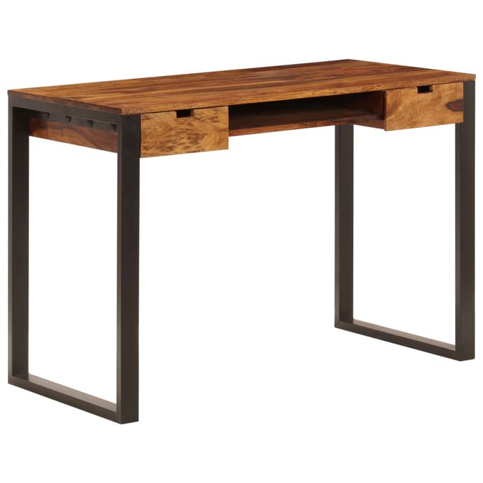 vidaXL - Bureau - 110x55x78 - cm - massief - acaciahout - en - staal