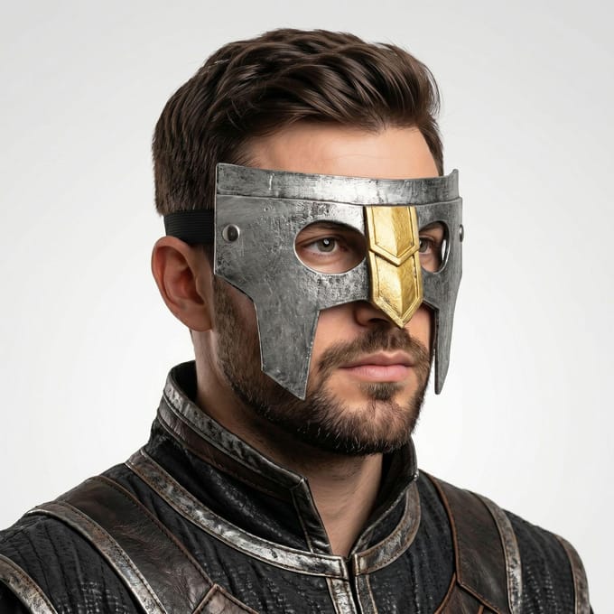 masque d'armure médiévale One size fits all adults gris