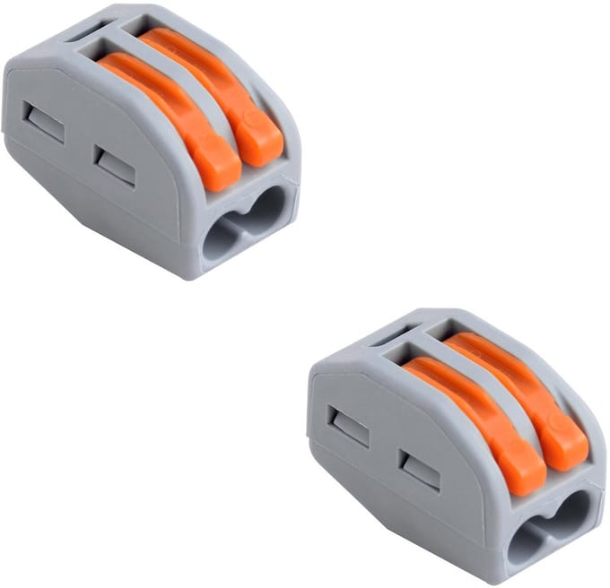 Lasklem Set 2 Stuks - 2 Polig met Klemmetjes - Grijs/Oranje
