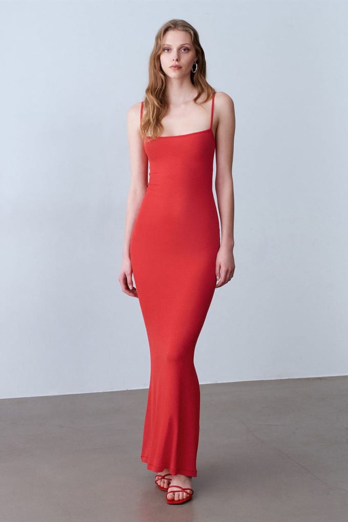 Geribde Bodycon Maxi Jurk