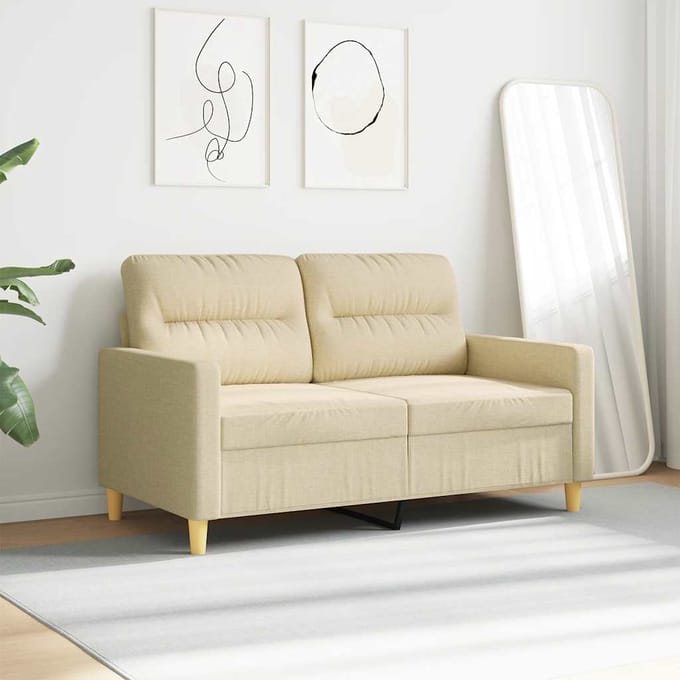 vidaXL - Tweezitsbank - 120 - cm - stof - crèmekleurig