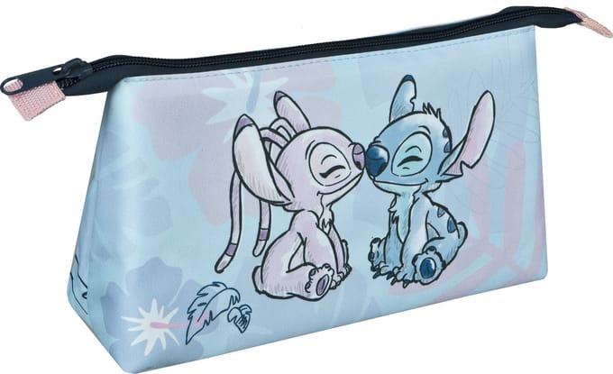 Stitch etui – pastelblauw/paars – met Angel – 22,5 x 17,5 cm