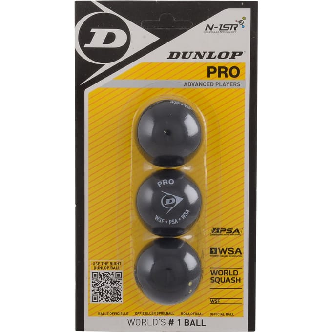 Dunlop  PRO  - Squashballen wedstrijdspeler - 3bal blister - zwart