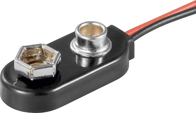Goobay 1x 9 V Block batterijclip, losse kabeleinden, waterafstotend