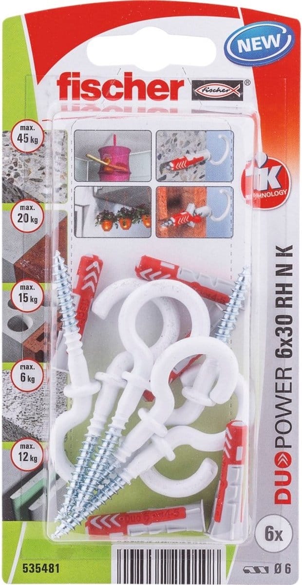 Fischer Universele Plug Duopower Nylon - Diam. 6x30mm - 6 Stuks