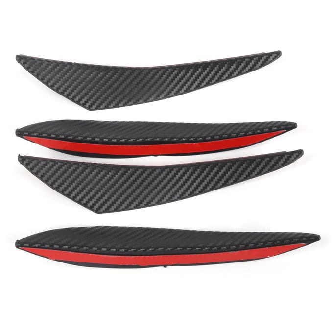 4 STUKS Auto Voorbumper Spoiler Koolstofvezel Kleur Rubber Universele Vin voor Auto Decoratie black