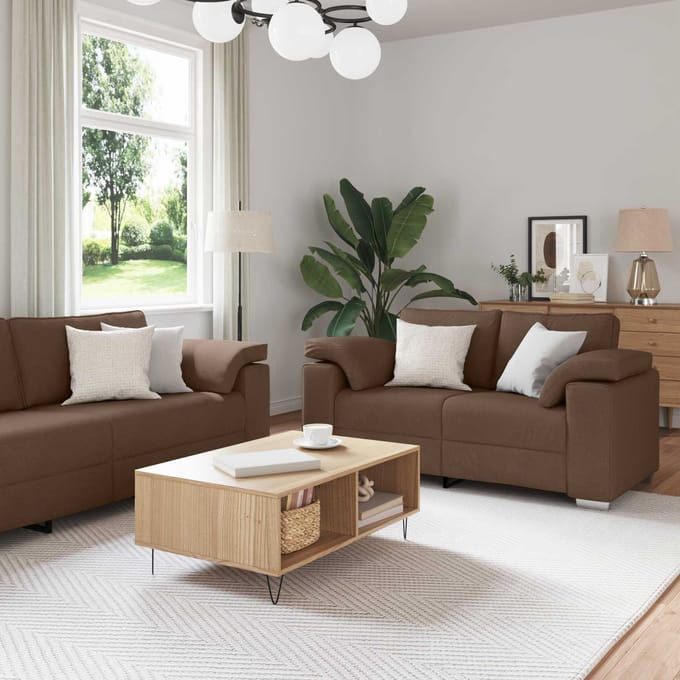 vidaXL - Bank - 2 - st - Bruin - Stof