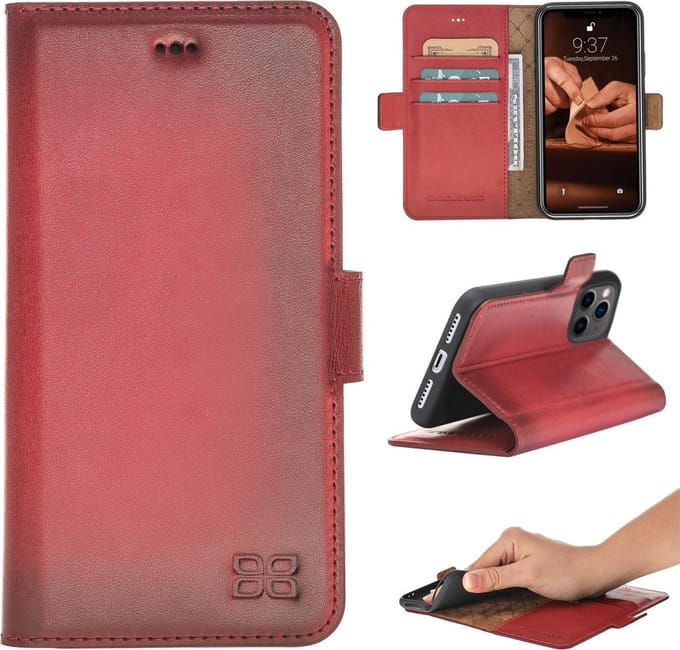 Bouletta iPhone 11 Pro compatibel leren BookCase hoesje - Burned Red